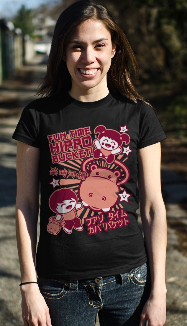 Funtime Hippo Bucket Graphic TShirt -- Mens, Womens &  Kids Sizes Small-3XL Available