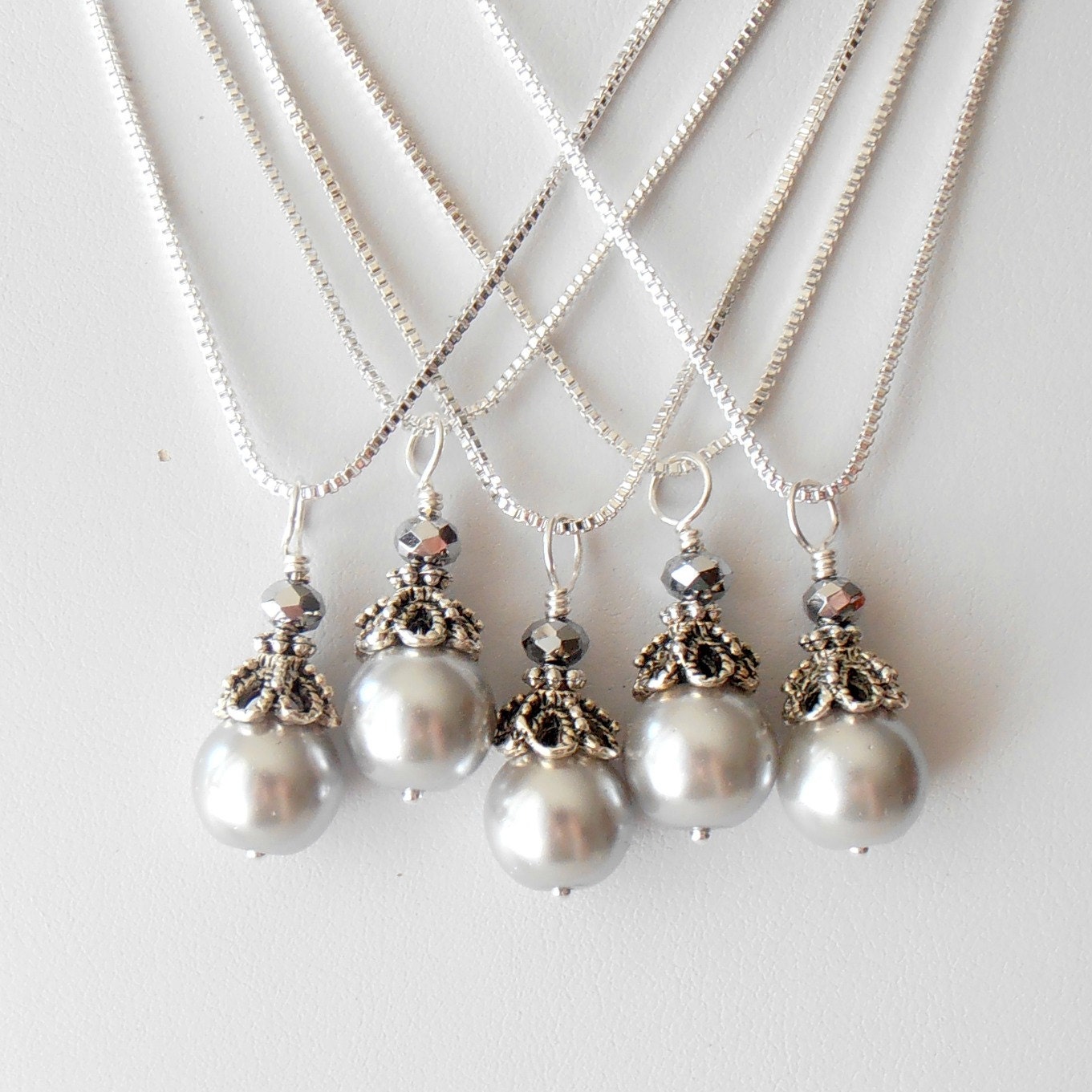 Gray Bridesmaid Jewelry Wedding Jewelry Beaded Earrings Gray Pearl Bridesmaid Earrings Bridal Jewelry Sets Beaded Dangles Handmade Guinevere