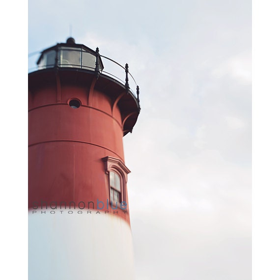 lighthouse photograph / brick red, nauset beach light, americana, nautical, cape cod, lensbaby / lighthouse / 8x10 fine art photo