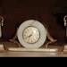 Antique FABULOUS MARBLE Deco CLock & Sconce pair gilt