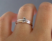 Gold Filled Stack Band Ring, Sterling Silver Bee Stack Band Ring, Set Of 2 Rings