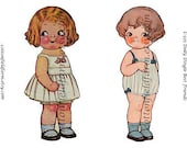 Dolly Dingle Best Friends Vintage Paper Dolls Digital Sheet C-325 for Totes, Pillows, Bibs