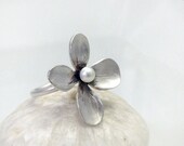 SMALL - Pearl Flower Ring in Sterling silver
