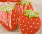 Strawberry Cookies (12 favors, bagged and bowed)