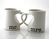Mr & Mrs. mug set for couples, bride and groom, wedding, anniversary gift, hearts