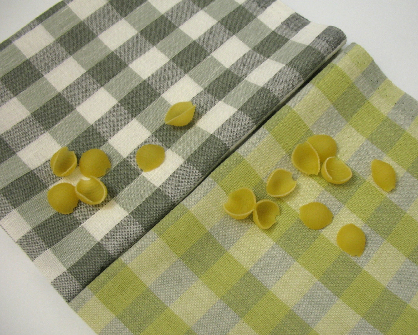 Tea Towels. Set of 2 Linen Tea Towels. Organic Linen Tea Towel. Yellow & Grey Plaid Tea Towels. Linen Dish Towels. Linen Kitchen Towel