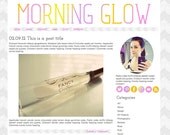 Self-Hosted Wordpress Premade Blog Theme: Morning Glow, chevron, social media, icons, pink, purple, yellow, orange, minimalist