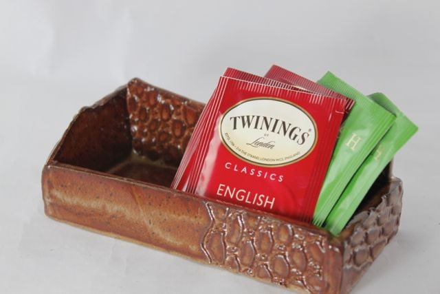 Bridges Pottery- Tea Bag Caddy- Honey Brown SHIPS NOW