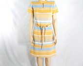 1960s Vintage Day Dress - MOD Scooter - Cantaloupe Stripes - Small