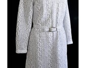 1960s Vicki Vaughn Junior Pale Blue and White Geometric Pattern A Line Vintage Dress