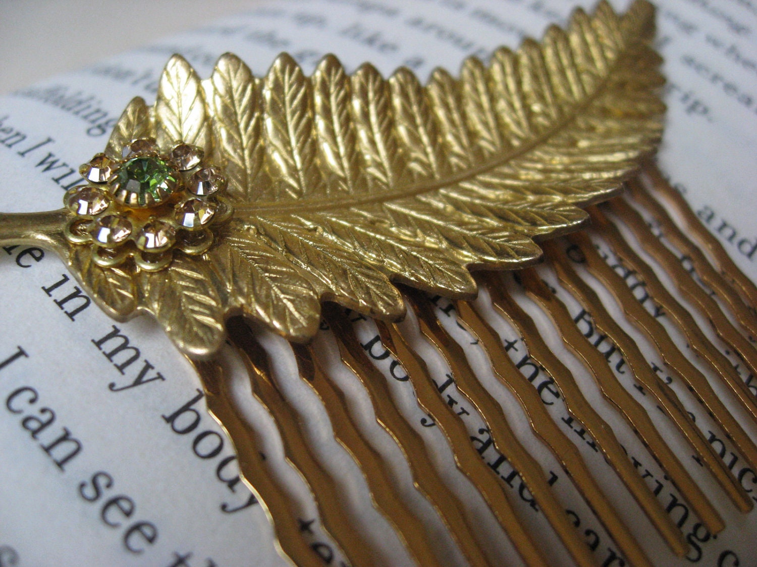 Golden Feather Hair Comb