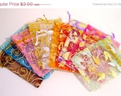 CIJ-JULY 4TH Sale 10 Mixed Organza Voile Print Gift-Jewelry Bags