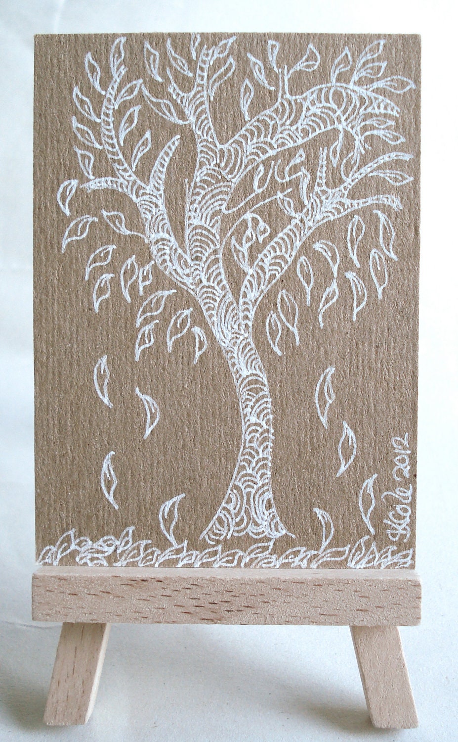 Winter Tree 2 ACEO - Original Drawing on Brown Kraft Card
