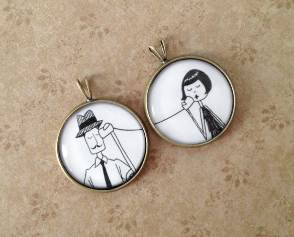 Ernest and Eloise play telephone // BFF best friend pendant set