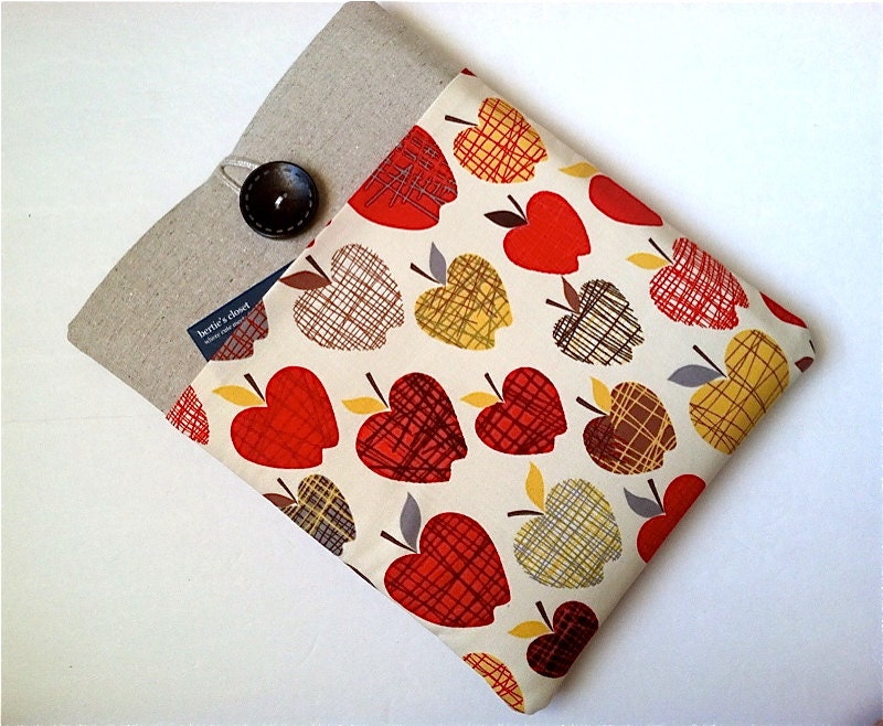 Cute iPad Case Cover, iPad Mini, Nexus 10, Custom Sleeve Padded with Small Gadget Pocket - Apple Orchard