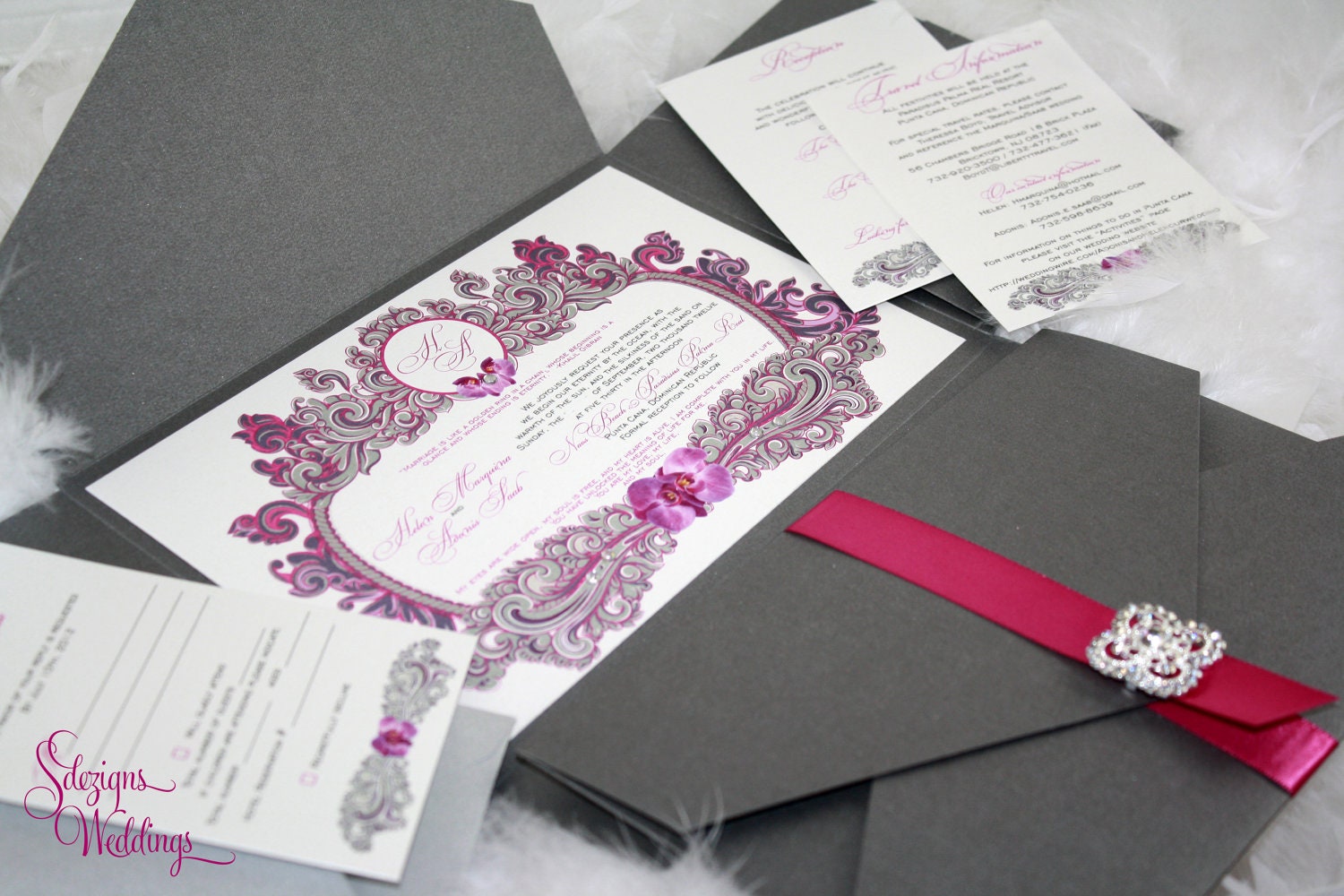 Gorgeous Purple Orchids Wedding Invitation Il_570xn