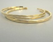 3 stacking cuffs, 1 Medium and 2 thin Ophelia cuffs in yellow gold fill and in your custom size