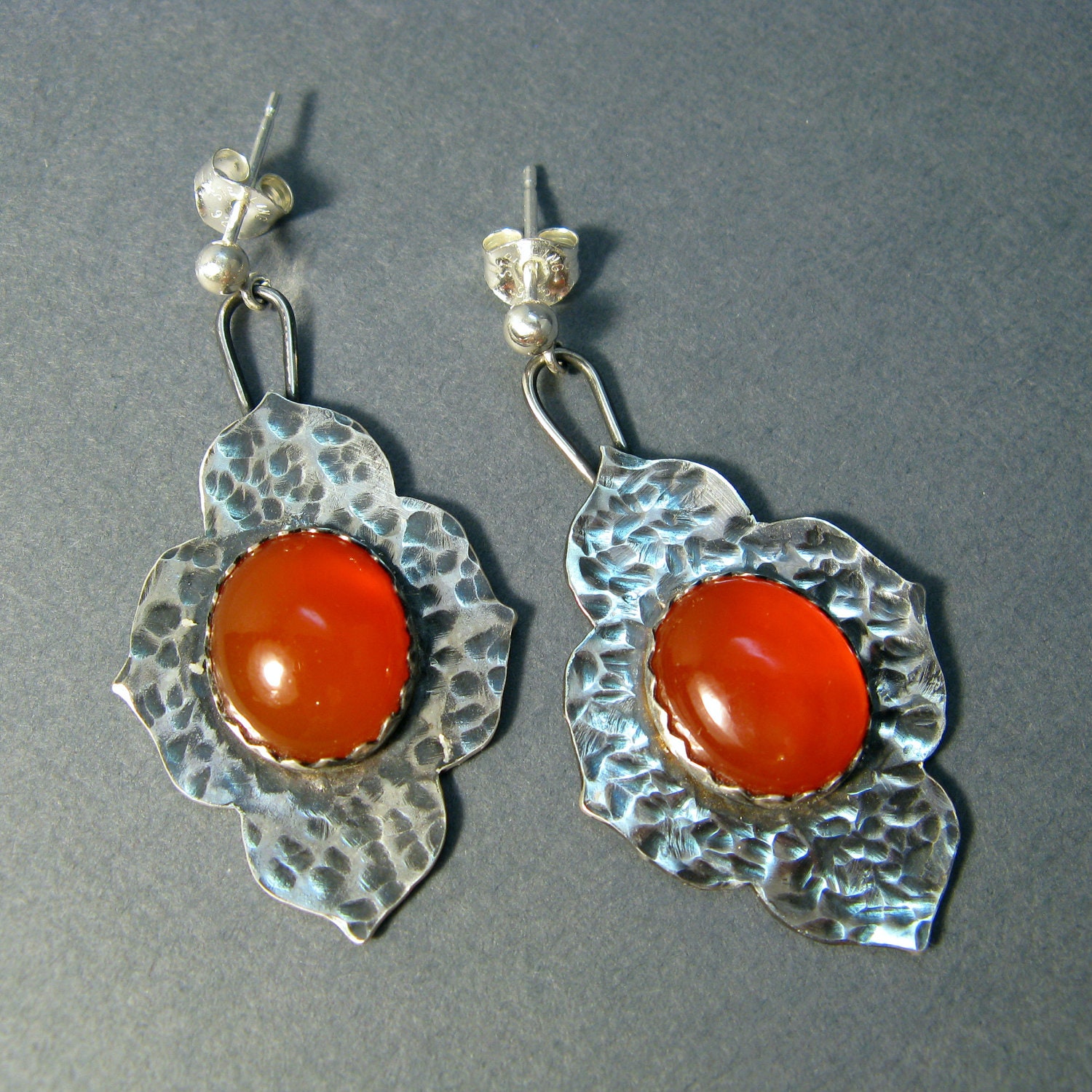 Carnelian earrings - Isla - Sterling silver earrings with red carnelian stones by lotusstone on etsy