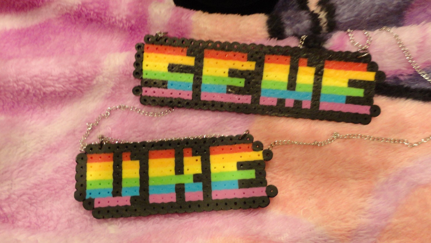 SAVE WITH Seme Uke pixel perler necklace set of TWO