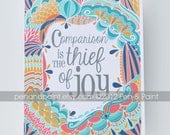Comparison is the Thief of Joy, Motivational Quote, Inspiration, Illustration, Inspiring Quote, 8 x 10 Art Print