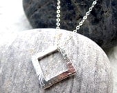 Silver Square Necklace Silver Geometric Pendant Necklace Sterling Silver Necklace