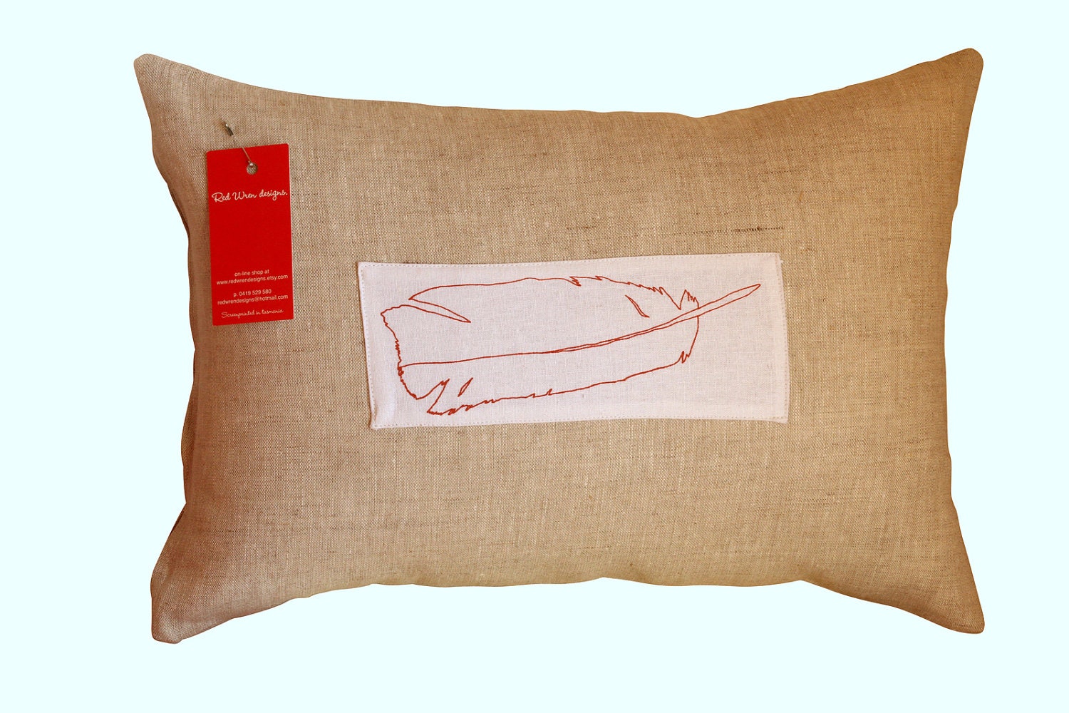 Rectangle Linen Cushion Cover - Feather