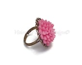 Pink Chrysanthemum Adjustable Ring