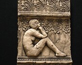 Art Deco Woman Ceramic Pottery Porcelain Relief Tile
