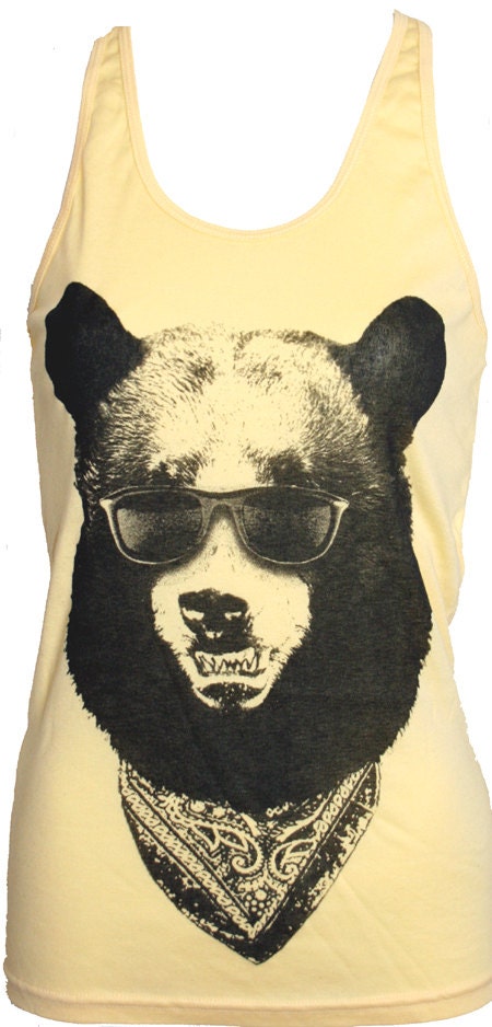 BEAR in Sunglasses and Bandana Tank Top American Apparel M
