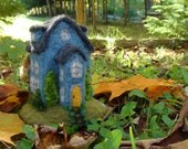 Sale...Needle Felted Blue Victorian House -  Wool Soft Sculpture by McBrideHouse
