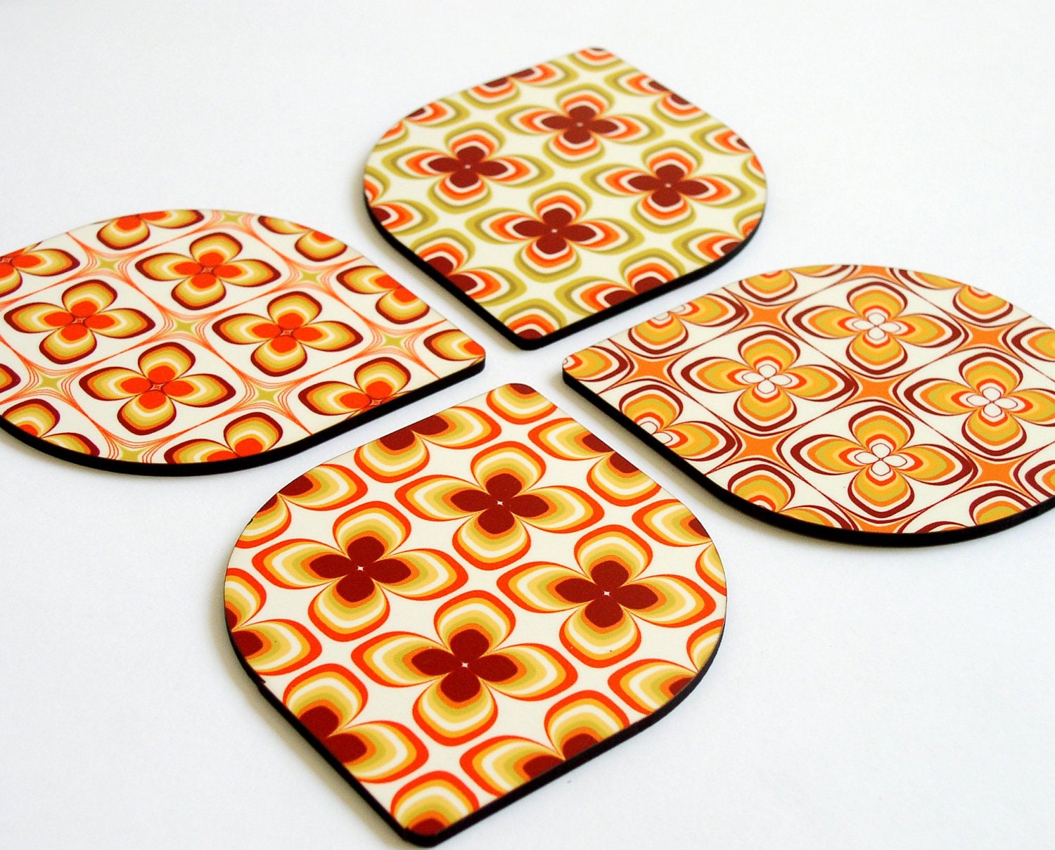 Coaster set retro pumpkin orange brown drink coasters entertaining home decor gift set leaf coasters