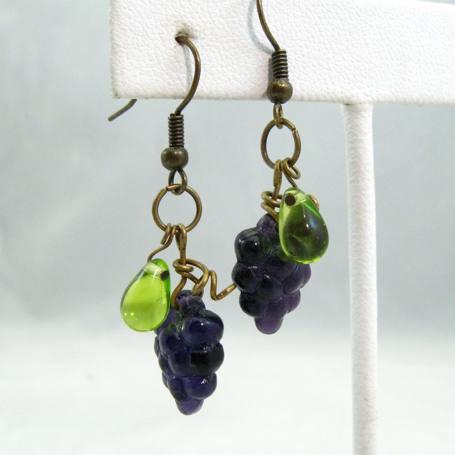 Grape cluster earrings, purple grapes, wine grapes