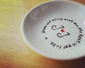 CUSTOM - Hand Painted Ring Dish -Your Favorite Quote - Heart - LOVE - Valentine