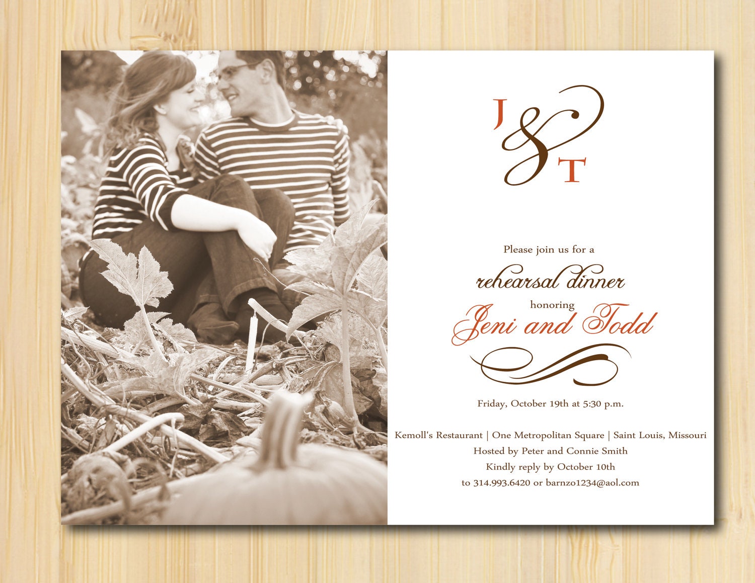 Wedding Rehearsal Dinner or Wedding Shower Invitations