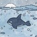 Killer Whale illustration watercolor print 5x7