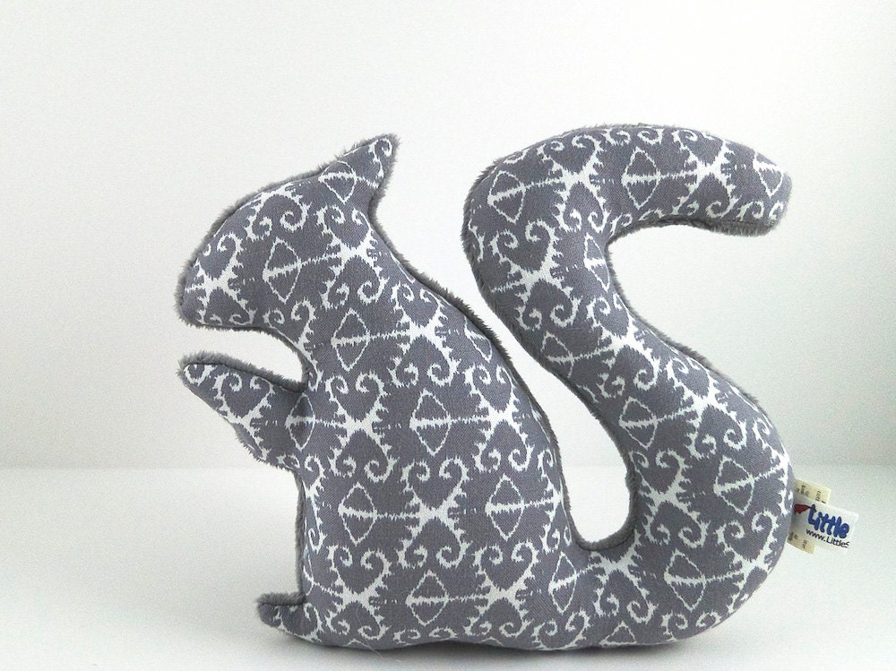 Squirrel Softie Stuffed Animal Plush Squirrel Baby Toy Grey White