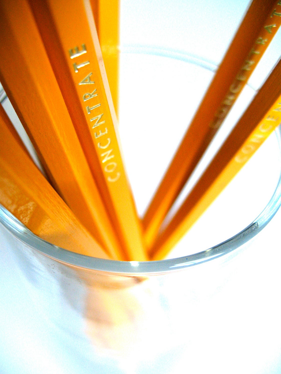 PENCILS (6) yellow - concentrate - GRAPHITE HEX pencils w/ hand stamped kraft pencil box
