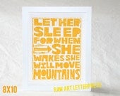 LET HER SLEEP  or  Let Him SleepNursery Art Print Napoleon Quote Let Him Sleep  Raw Art Letterpress