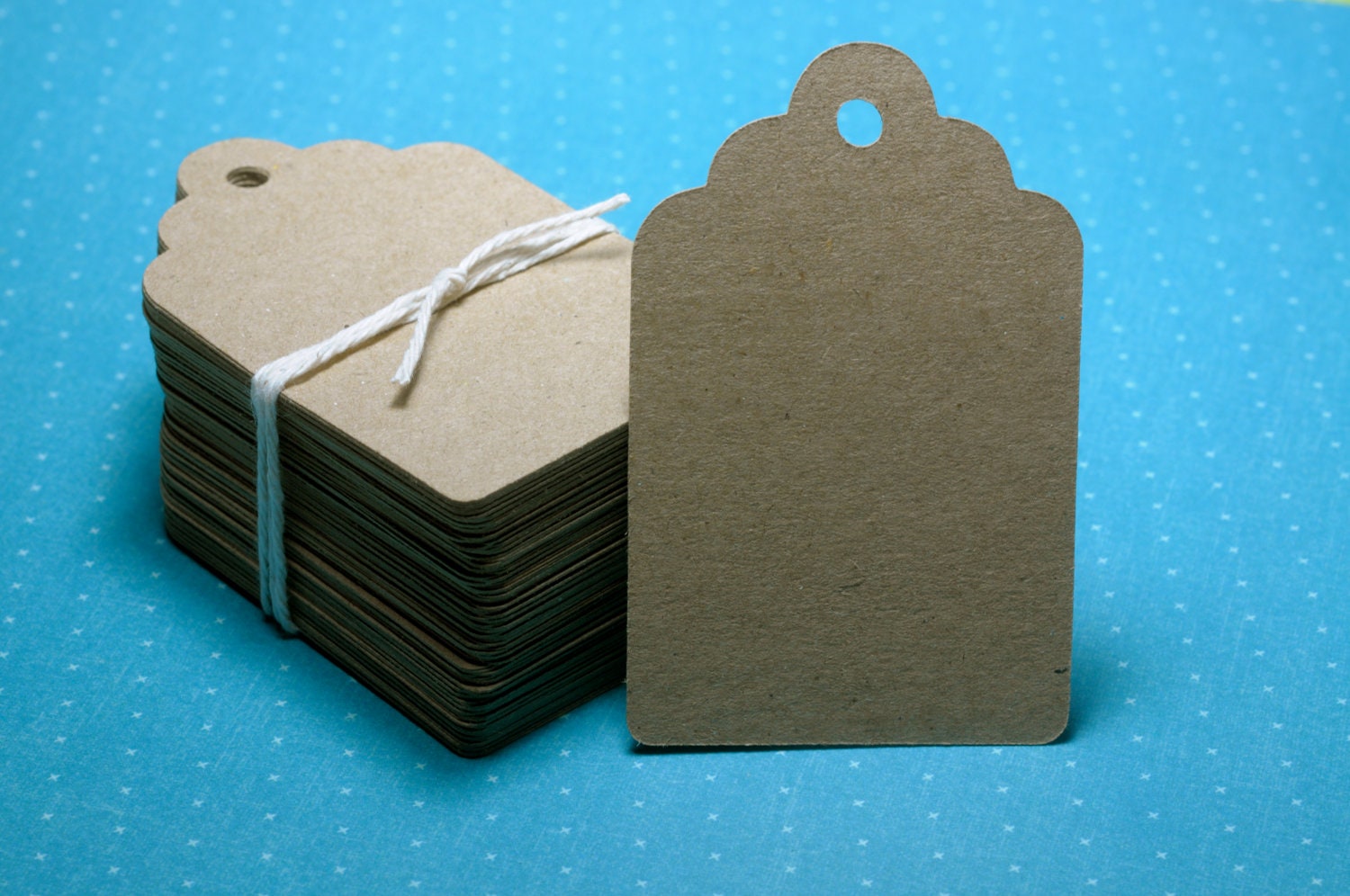 100 Paper Tags: Kraft Gift Tags 2.25" x 3.5"