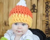 CROCHET HAT PATTERN - Kids Candy Corn Halloween Beanie