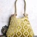 Purse / Hand Bag/ Yellow tapestry hobo bag with burlap  HIGH FASHION 2013