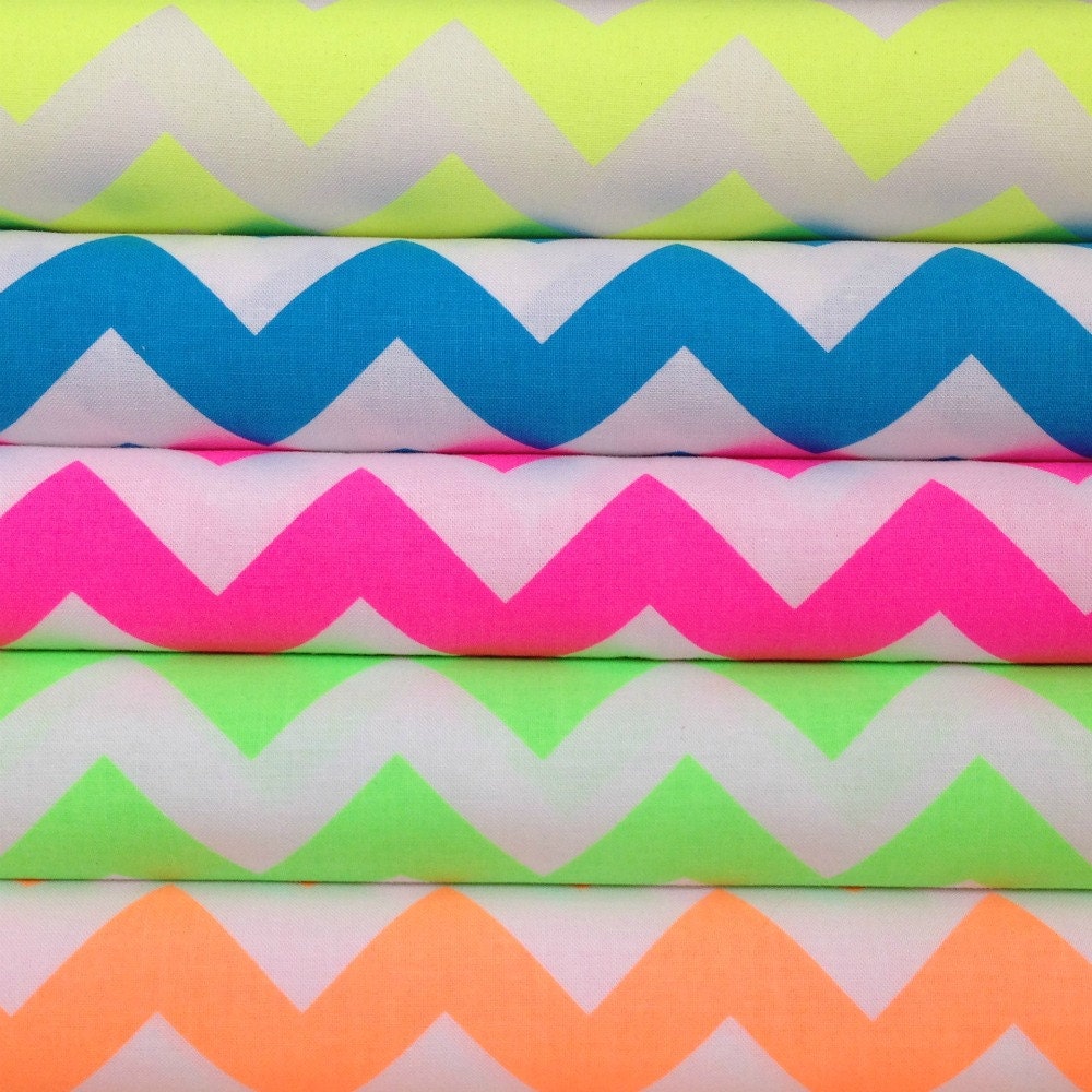 Riley Blake Medium Chevron Neon Group - Fat Quarter of Each