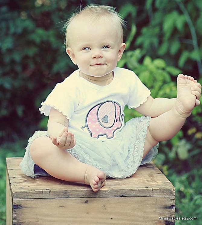 Elephant Shirt Girl Pink Polka Dots and Gray