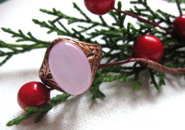 Lavender Opal and Copper Adjustable Ring