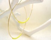 Matte Yellow Seed Bead Hoop Earrings, Large Gold Plated Earrings, Hoop Earrings, Gold Hoops, Also Available in Silver