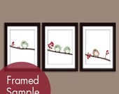 Baby Birds on a Branch Series B (includes 3 - 5x7 Prints) Modern French Country Style (colors are customizable)