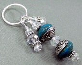 Beaded Dangle Pendant Charm -Turquoise Gemstone & Crystals