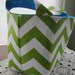 Reversible Organizer Fabric Chevron Lime Green ZIg Zag with Turquoise lining Bin Basket Storage