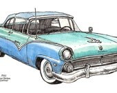 blue 1955 sunliner (print)