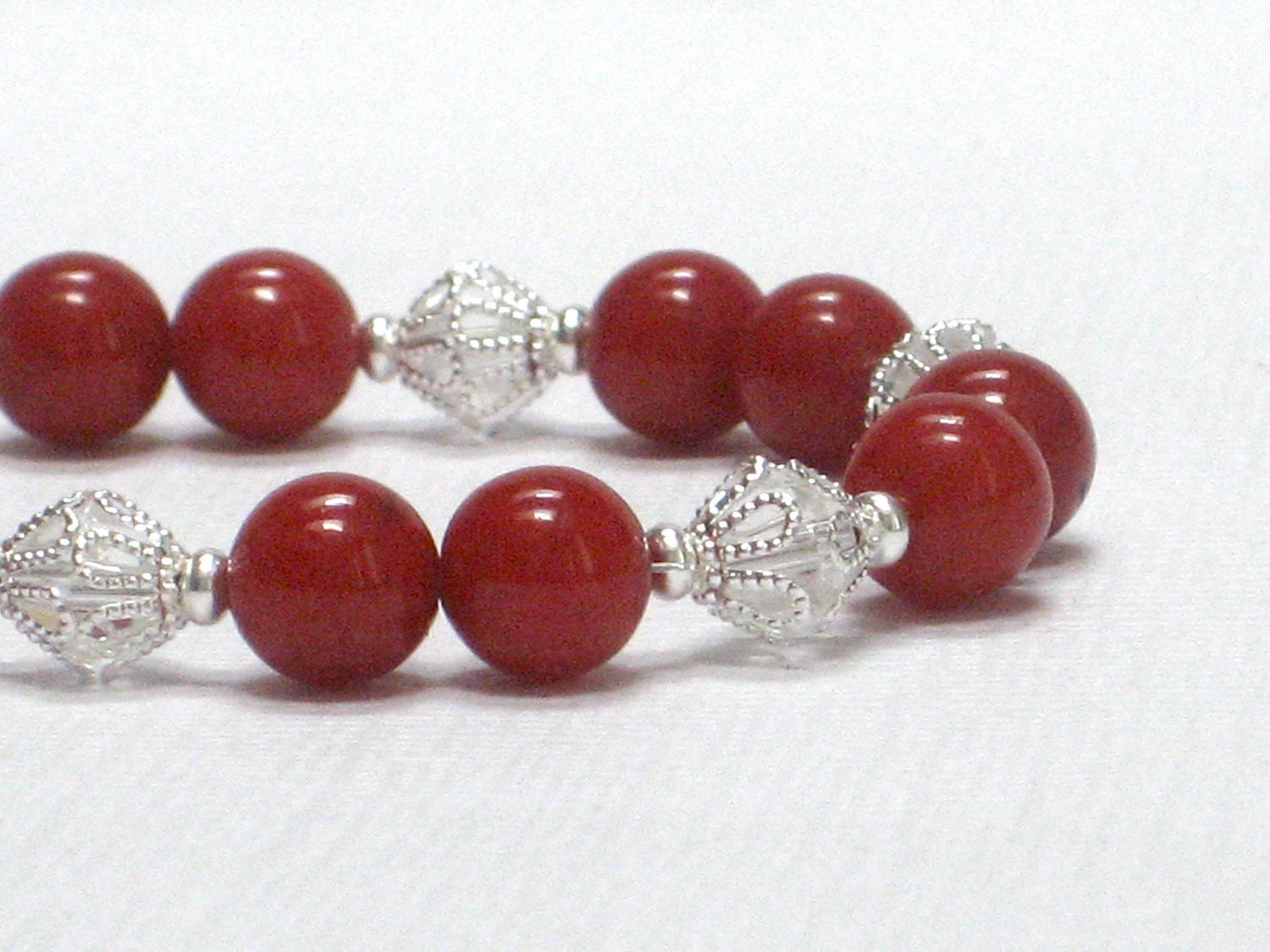 Red Bracelet, Bright Red Blood Holiday Inspired Gift for Her Under 20 Hollyberries Fashion Jewelry - Bold